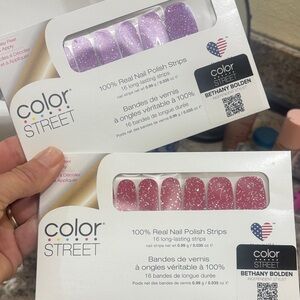 Color Street Glittery Purple and HotPink Nail Strips